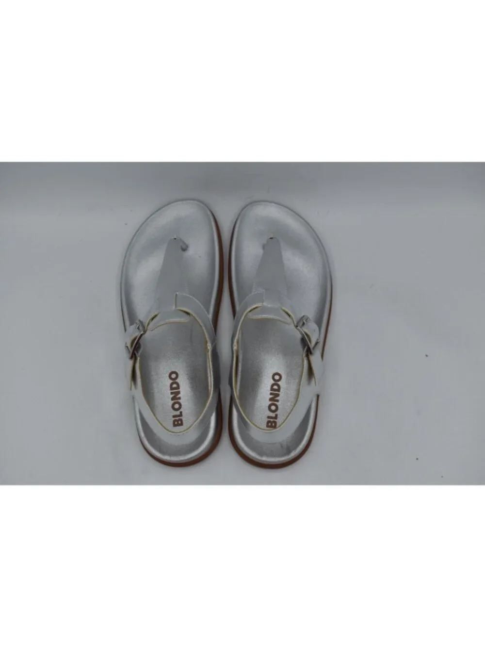 Blondo Womens Size 9 Niomi Ankle Strap Metallic Silver‎ Leather Sandals Shoes
